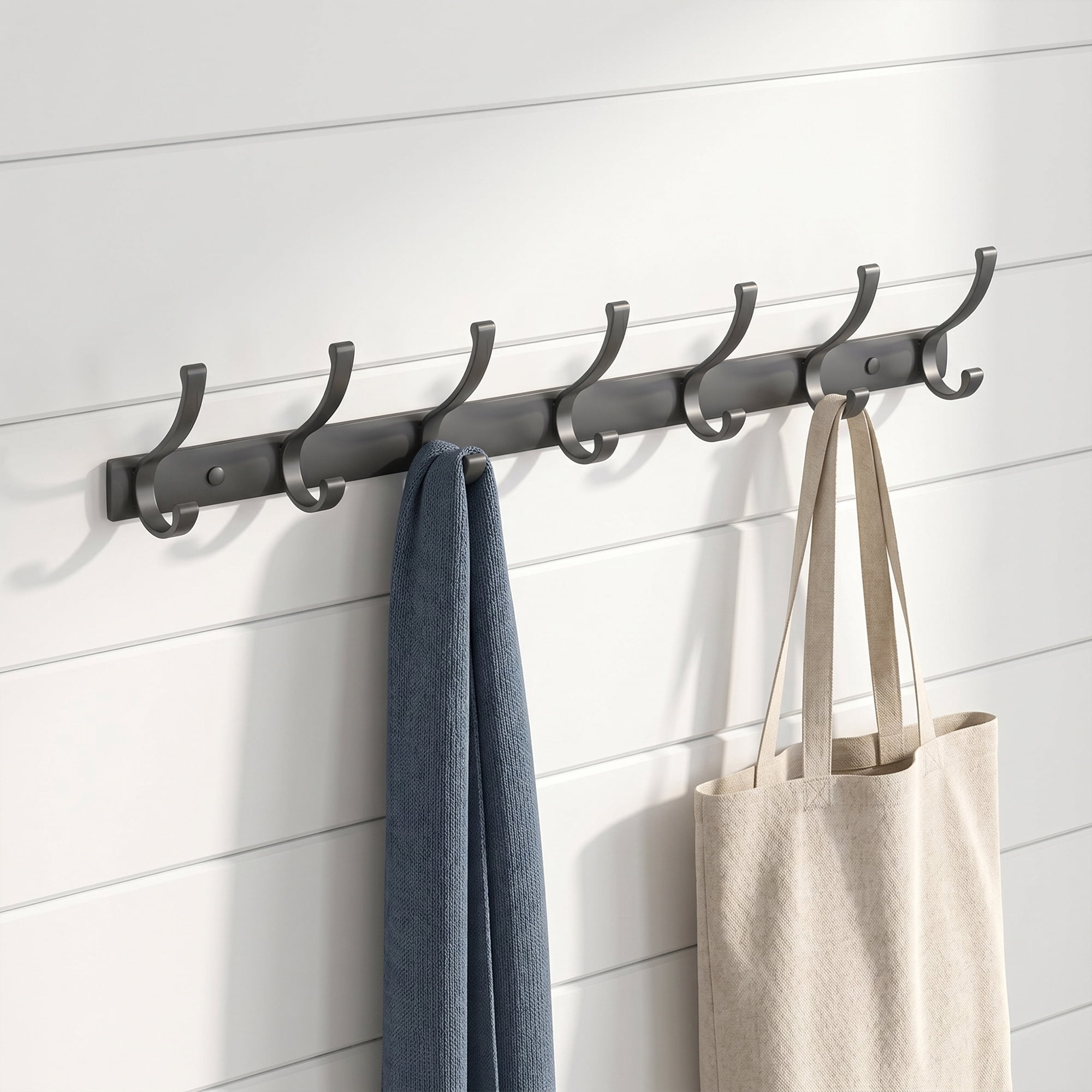 Unique Bargains Coat Rack Wall Mount,Hat Rack for Entryway and Bedroom Gray 7 Hooks