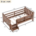 thumbnail image 2 of Harper & Bright Designs Twin Size Floor Bed with Storage Bookcases, Solid Wood Platform Bed Frame with Stairs and Guardrails for Boys Girls, Natural, 2 of 12