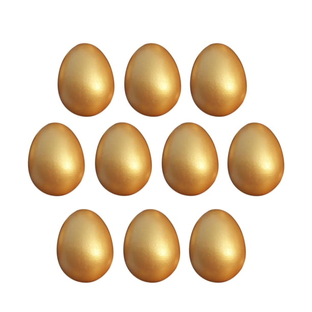 10 Piezas de Huevos de Pascua Dorados para Manualidades, Adornos, Pintura, Entretenimiento, Decoración, Juguetes para Juegos de Imitación, Artículos P