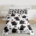 thumbnail image 2 of Feelyou Kawaii Black Cat Twin Comforter Sets, Cartoon Kitten Animal Bedding Set, 2pcs, 2 of 8