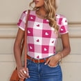 thumbnail image 6 of Fotbe Plaid Heart Women's Crew Neck Short Sleeves Bodysuit Tops Round Neck Slim Sleeveless Soft Comfortable Basic-XX-Large, 6 of 7