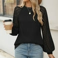 thumbnail image 3 of AELand Women's Long Sleeve Shirts Crew Neck Lace Tops 2025 Spring Fashion Clothes Knitted Y2k Blouses, 3 of 6