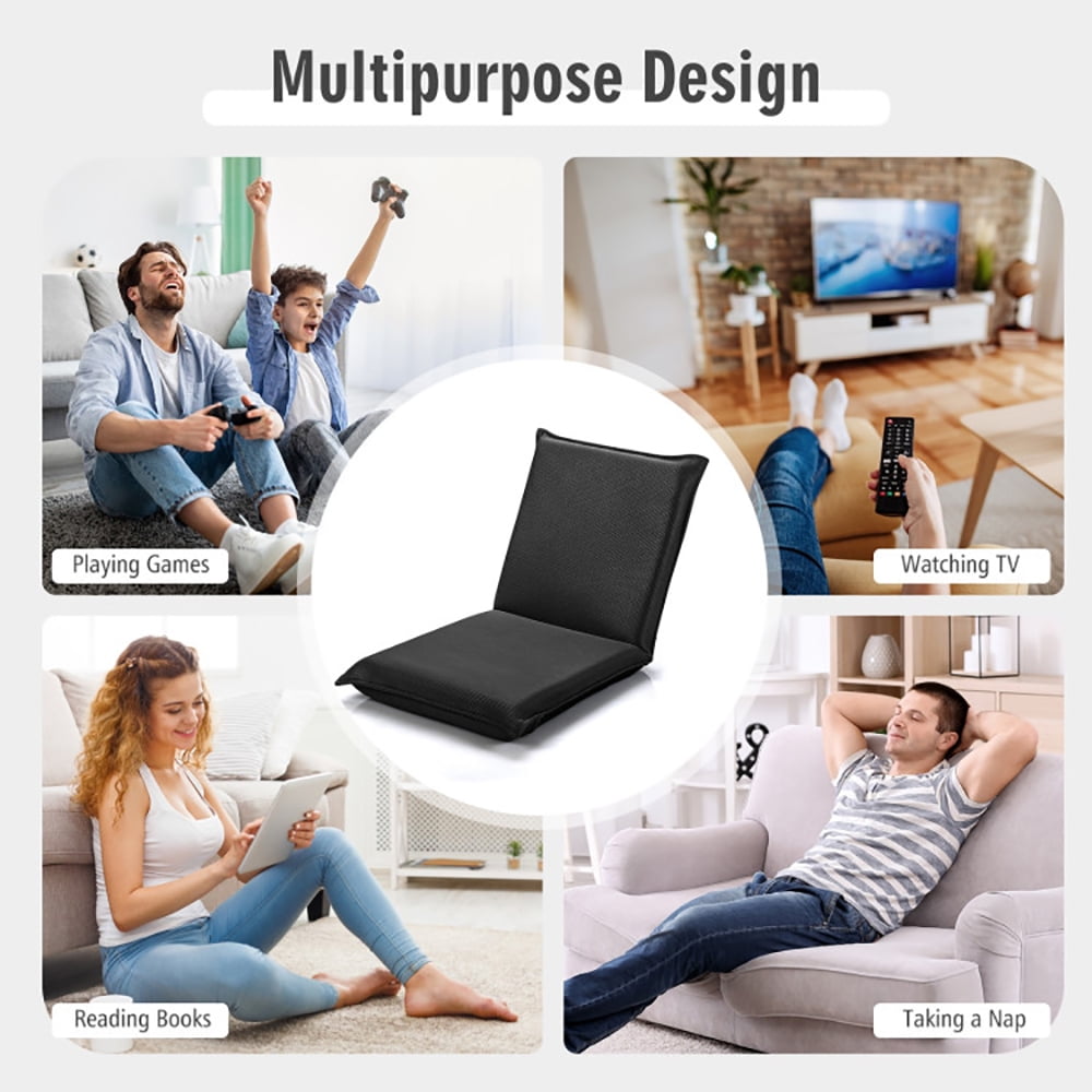 Finihen Floor Chair, Folding Lazy Sofa Chair, Adjustable 6 Positions Folding Lazy Man Sofa Chair, for Living Room, Bedroom, for Gaming, Reading, Black Finihen Floor Chair, Folding Lazy Sofa Chair, Adjustable 6 Positions Folding Lazy Man Sofa Chair, for Living Room, Bedroom, for Gaming, Reading, Black