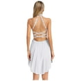 thumbnail image 2 of Linjinx Sparkly Rhinestone Leotard Lyrical Dance Dress for Womens Cutout Strappy Backless Dance Dress White L, 2 of 6