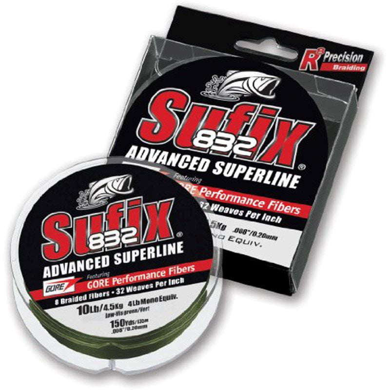Sufix Lo-Vis Green 832 Advanced Superline Braid 65 Lb Test 150 Yds Fishing Line