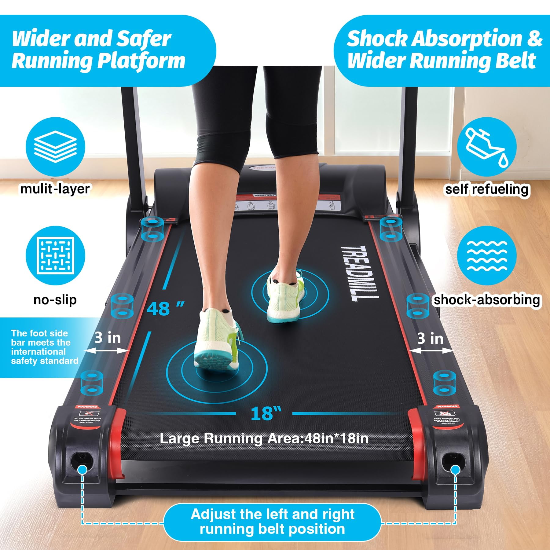 TROPOW Walking Pad Treadmill,Treadmills for Home, Treadmills for Home Small,with Heart Sensor,3.5 HP Quiet Brushless, 8.7 MPH, Shuttle Buttons,48in*18in Running Area,Running Machine