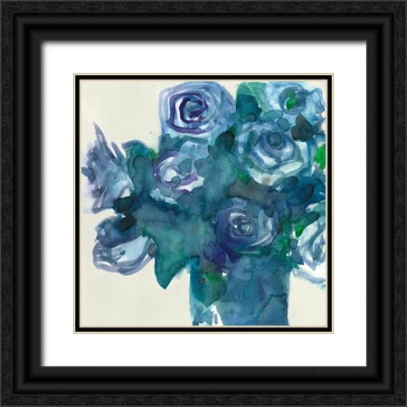 Dixon Samuel 20x20 Black Ornate Wood Framed with Double Matting Museum Art Print Titled - Turquoise Bunch I