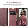 thumbnail image 3 of CaseMe Leather for iPhone 11 Pro Max Case, Flip Wallet Leather Case with Card Holder Magnetic Closure Shockproof Kickstand Protective Phone Cases Cover for iPhone 11 Pro Max,Wine Red, 3 of 12
