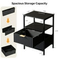 thumbnail image 6 of Ktaxon 2pc Nightstand with Charging Station End Table with 2 Fabric Drawers Bedside Table Furniture for Bedroom, Living Room,Fluted Wave Design, 6 of 16