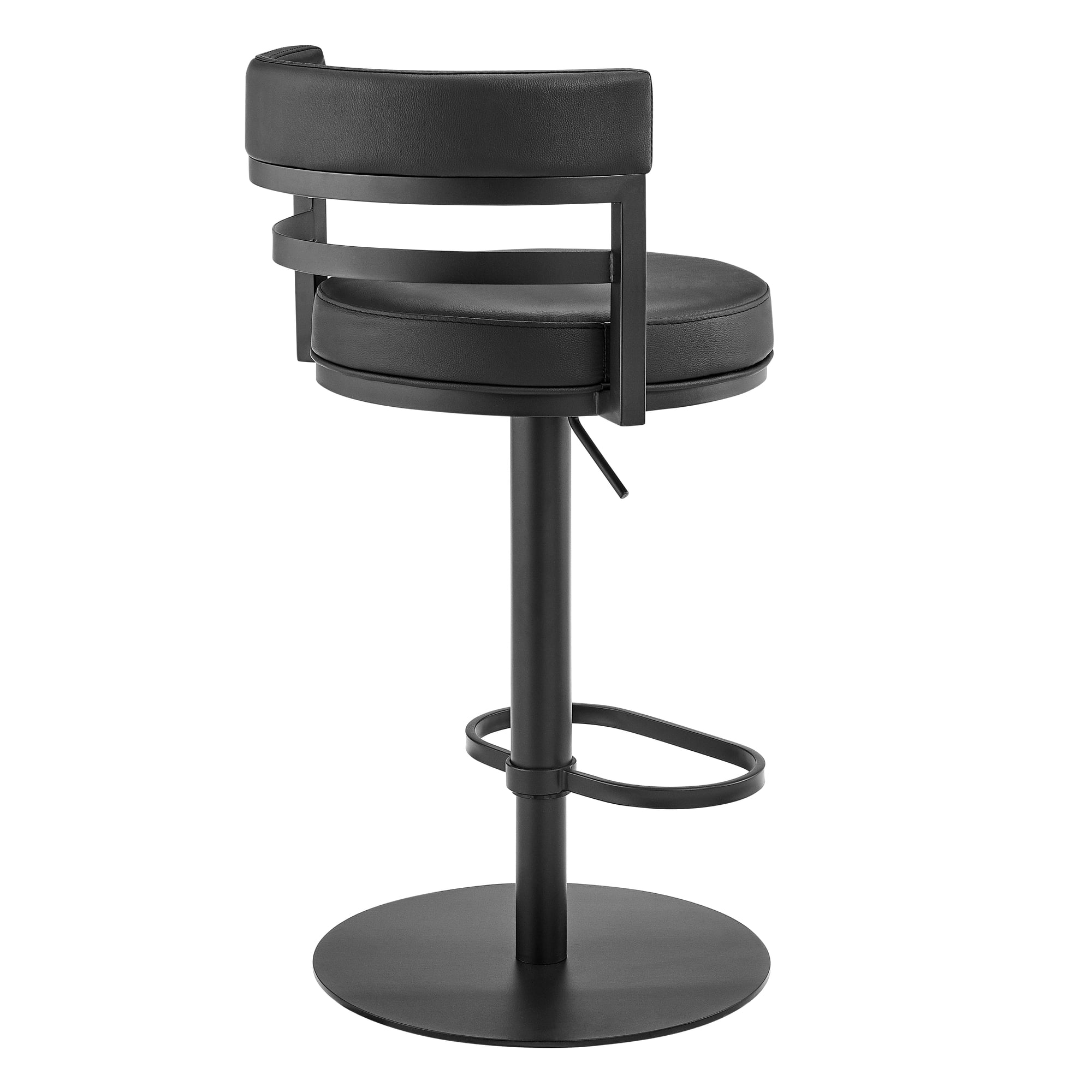 Judi Modern Industrial Swivel Metal Adjustable Height Barstool With Faux Leather Seat