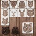 thumbnail image 2 of 9pcs Animals Head Stencils Template 11.8x11.8inch Plastic Geometric Lion Tiger Wolf Bear Painting Stencils Owl Deer Rabbit Fox Leopard Stencils for Wood, Floor, Wall and Tile, 2 of 9