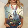 thumbnail image 2 of lcziwo Lightning Prime Sales Womens Easter Shirt Tshirts Fashion 3D Bunny Rabbit Print Shirts Loose Casual Round Neck 3/4 Sleeve Tops Vacation Outfits Multicolor XXL, 2 of 6