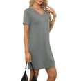 thumbnail image 4 of CIENVNSTG Women V-Neck Sampeel Dresses Sundresses Fashion Clothing Summer Casual Business Elegant Classy Work Clothes Vacation Dress 2026 Light Gray XL, 4 of 6