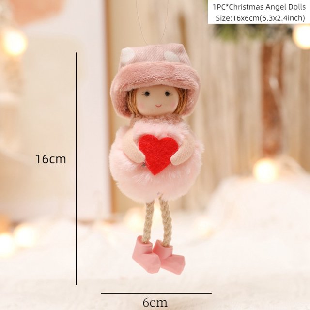 Christmas Hanging Plush Doll Toy Angel Girl Bell Doll Ornaments Hanging Decoration Pendant for Christmas Party