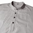thumbnail image 5 of APEXFWDT Men's Stand Collar Cotton Linen Shirt Casual Short Sleeve Banded Collar Shirt for Vacation,XL,Gray, 5 of 6