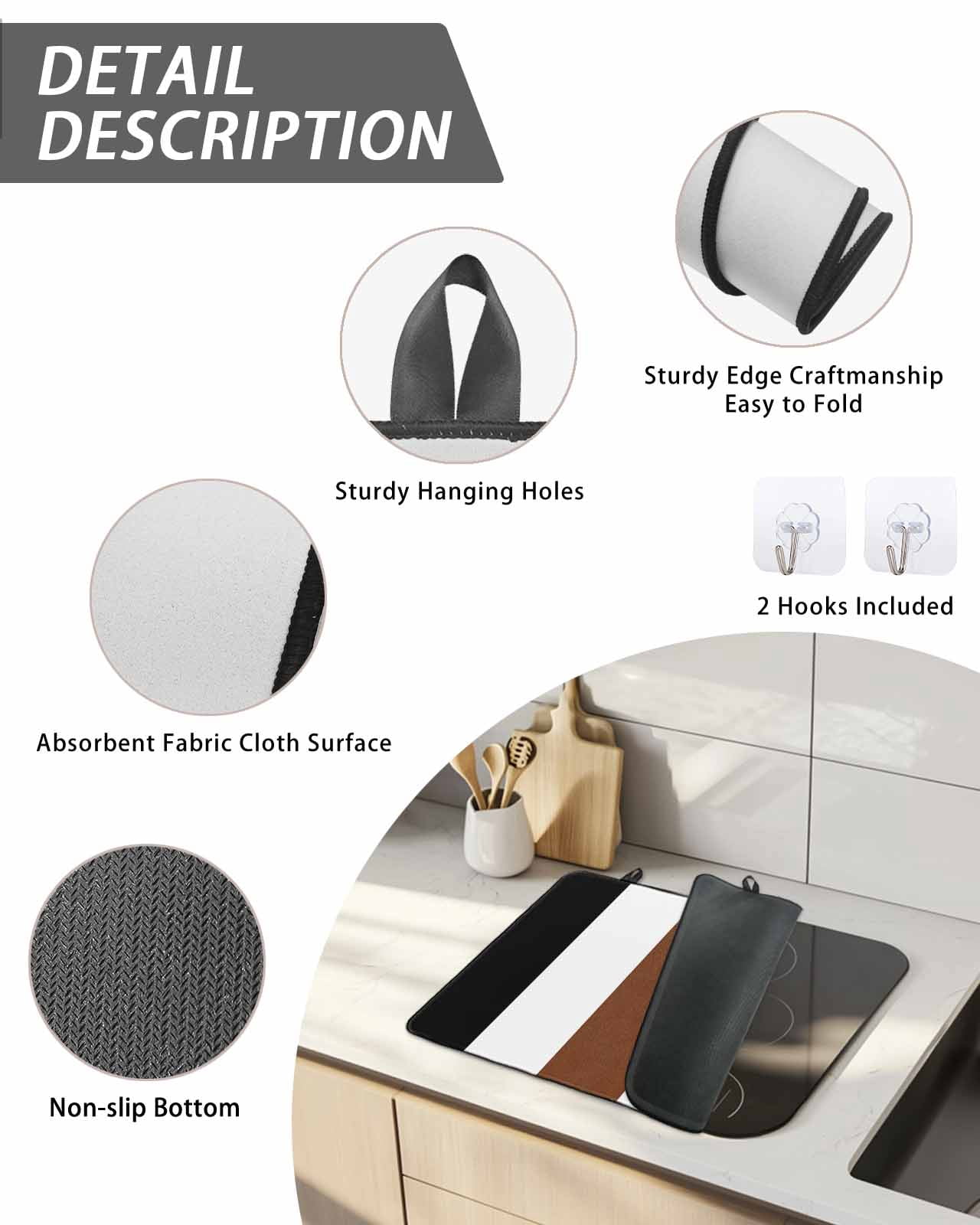 Stove Top Covers for Electric Stove, Brown Black White Boho Glass Stovetop Cover Protector, Contemporary Modern Art Induction Cooktop Protector Oven Mat for Kitchen Countertop 24"x21"
