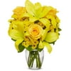 From You Flowers - Yellow Lilies, Roses & Poms Bouquet with Free Vase (Fresh Flowers)