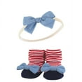 thumbnail image 4 of Hudson Baby Infant Girl Headband and Socks Giftset, Red Chambray, One Size, 4 of 5