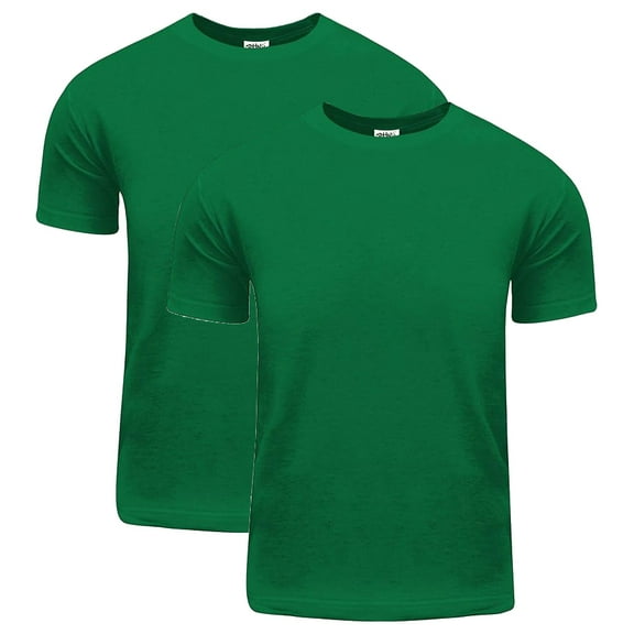 2 Pack Shaka Wear Men's Active Comfort Cotton Short Sleeve Crew Neck T-Shirt - Kelly Green - Large