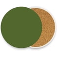 thumbnail image 2 of GZHJMY Plain Dark Olive Green Solid Color Coasters Absorbent Drink Coaster, Ceramic Stone Coaster with Cork Base Desktop Protection Mat for Home Decor 2PCS, 2 of 6