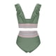 thumbnail image 5 of Traje de baño de bikini de verano para mujer, de color liso, con cojín en el pecho y sin soporte de acero, sin espalda, con tirantes, de nailon., 5 of 7