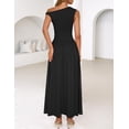 thumbnail image 4 of Vestido largo ZESICA Summer 2025 con un solo hombro, negro, 4 of 6