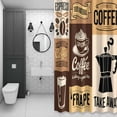 thumbnail image 4 of Coffee Shower Curtain for Bathroom Decor, Coffee Beans Cup Waterproof Fabric Shower Curtain, 66"x72" Set with 12 Hooks, 4 of 9