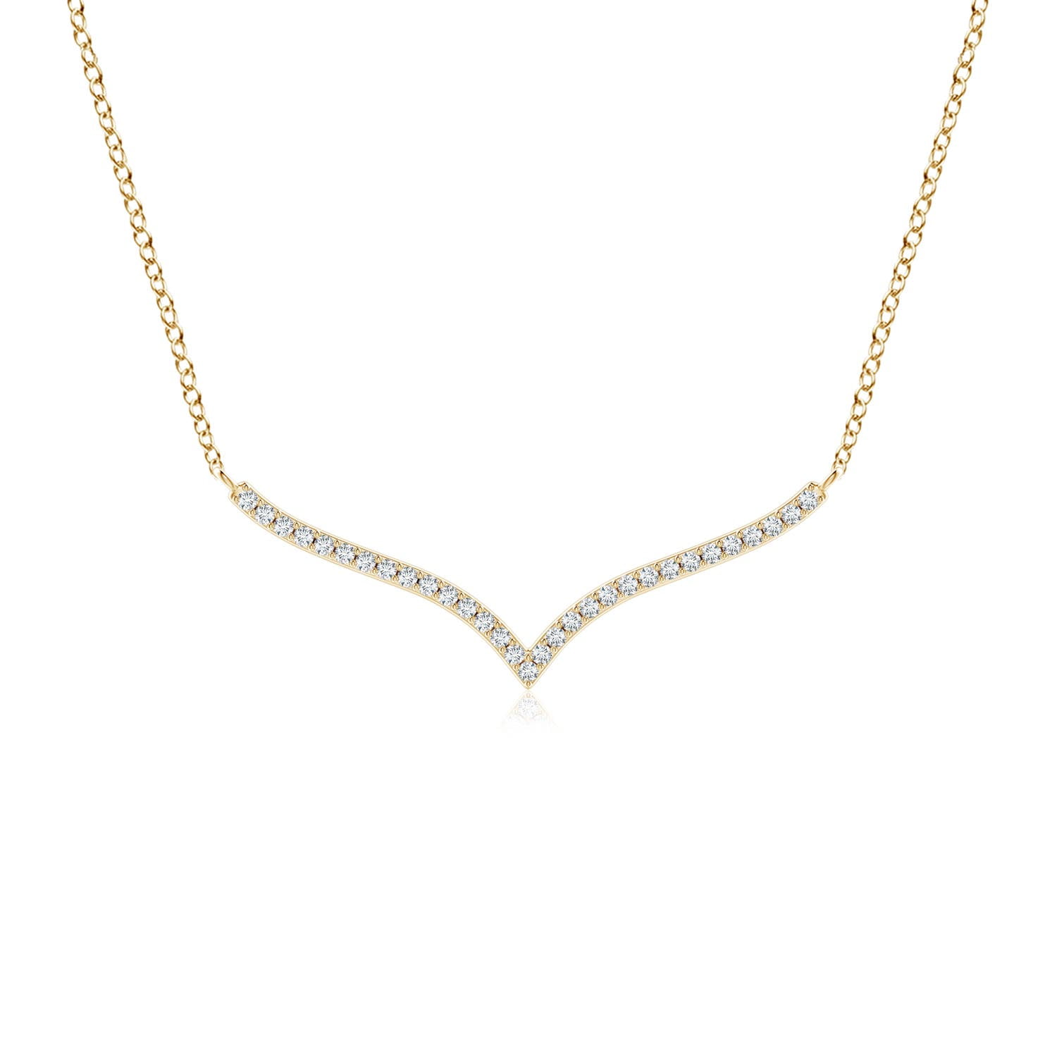 ANGARA Lab Grown Diamond Curved Necklace for Women in 14K Yellow Gold (Size-1.25mm| Color-F-G| Clarity-VS) | April Birthstone, Anniversary, Jewelry Gift for Women | Lab-Grown Diamond Necklace