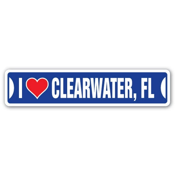 I LOVE CLEARWATER FLORIDA Street Sign fl city state us wall road décor gift