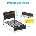 thumbnail image 3 of Casacomoda Twin Size Bed Frame with Storage Headboard, Metal Platform Bed Frame with Storage Drawer, Bed Frame with Charging Station & LED Light, No Box Spring Needed, Black, 3 of 8