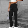 thumbnail image 5 of WCMZJ Women's Casual High Waist Stretch Pants Flexipants Multiple Pockets Straight Leg Pants Black L, 5 of 6