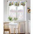 thumbnail image 3 of Retro Tie Up Valances Curtain, Adjustable Kitchen Watercolor Blue Yellow Roses Flower Valances for Windows Decor, Rod Pocket Short Curtains Set for Bedroom/Bathroom, 42"x18", 3 of 8