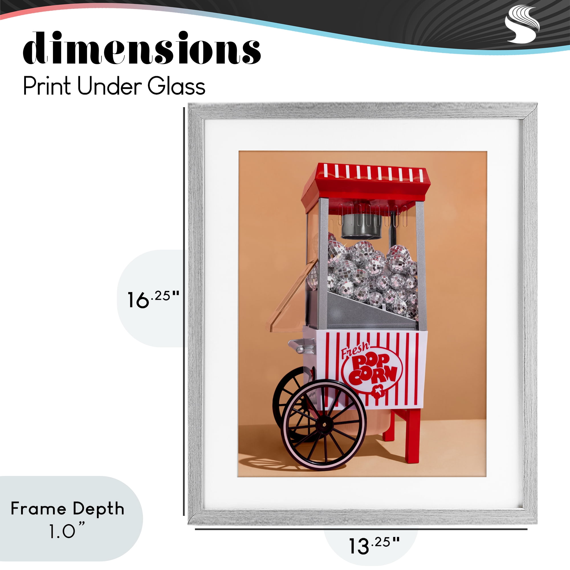 Stupell Industries Retro Disco Popcorn Machine Gray Framed Print Under Glass, design by LISH Creative