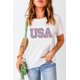 thumbnail image 2 of ABPHQTO Camiseta gráfica de manga corta bordada blanca de EE. UU. para mujer, 2 of 5