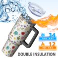 thumbnail image 5 of 40oz Pioneer Flower Floral Print Pattern Insulated Tumbler with Handle, BPA-Free Leak Proof Lid and Straws, Double Wall Vacuum, Hot 12h/Cold 34h, 5 of 6