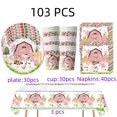 thumbnail image 1 of Decoraciones de cumpleaños con temática de granja rosa, vajilla desechable para compartir bebés, mantel de animales de dibujos animados, suministros de fiesta para niños, 1 of 4
