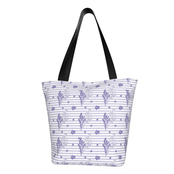 Easygdp Stripes and Sprigs of Lavender Bolso de Hombro para Mujer, Bolso Bandolera y Cartera de Mano Elegante para Uso Diario