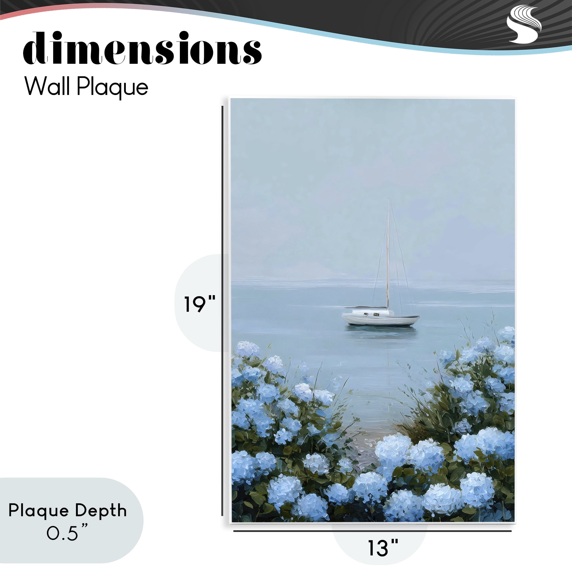 Stupell Industries Yacht in Floral Bay Wall Plaque Art, design by Petal Prints Design