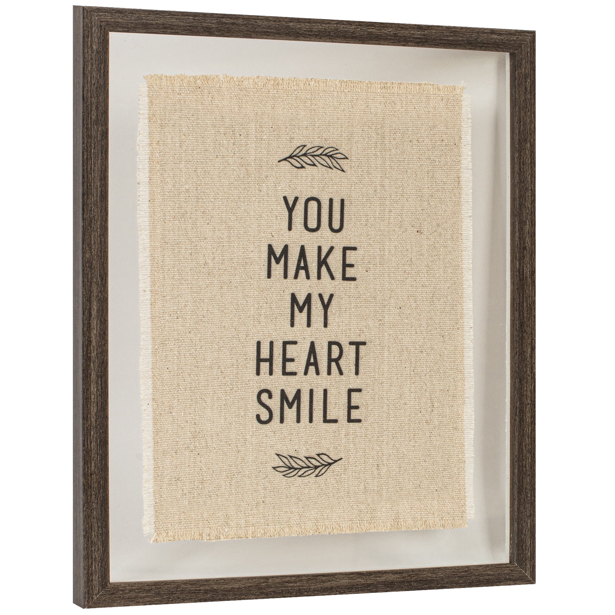 You Make My Heart Smile Framed Under Glass on Burlap 12x15 - FRENCH