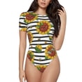 thumbnail image 2 of Uemuo Cute Sunflowers Pattern Women's One Piece Short Sleeve Swimsuit Rash Guard Surfing Modest Quick-drying Swimsuit Beach Essentials-X-Large, 2 of 9