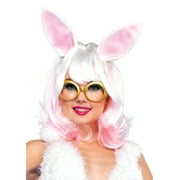Leg Avenue Women's Bunny Two-tone Wig With Latex Ears, White/Pink, One Size