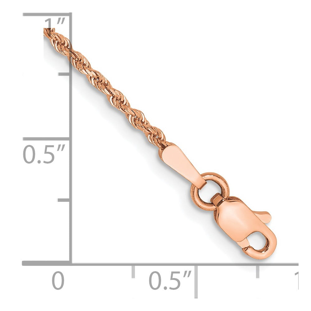 Primal Gold 14 Karat Rose Gold 1.50mm Diamond-cut Rope Chain Anklet