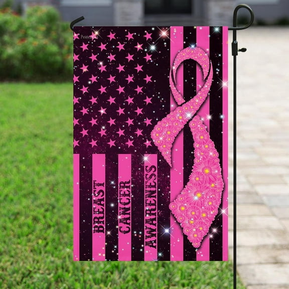Flagwix Breast Cancer Decoration, Breast Cancer Awareness Flag - Garden Flag (12x18)