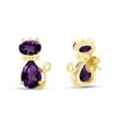 thumbnail image 3 of AFFY Pear & Oval Shape Simulated Amethyst Cute Animal Kitty Cat Stud Earrings In 14k Yellow Gold Over Sterling Silver, 3 of 5