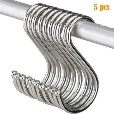 

Hanger Rack Stainless S Storage Hooks Pan Kitchen Pcs 5 Clothes Pot Hooks