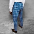 thumbnail image 5 of Male All Matching Versatile Casual Plaid Button Slim Leggings Pants Sports Shopping Fashion Suit Trousers Blue M, 5 of 9