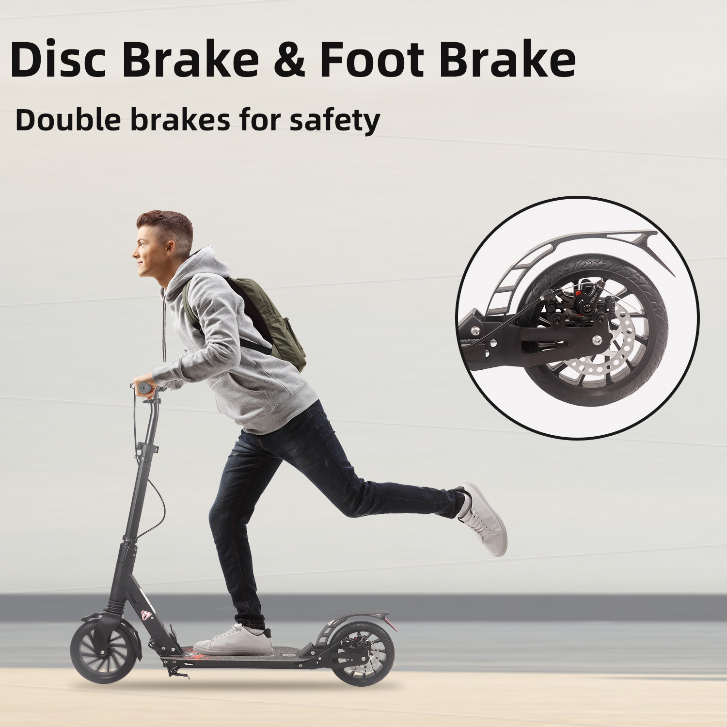 Kick Scooter for Ages 6+,Kid, Teens & Adults. Max Load 220 LBS. Foldable, Lightweight, 8Inch Big Wheels, 4 Adjustable Levels, Disc Brake