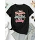 thumbnail image 4 of Colorful & Cute English Quote Print Women's Fashion Tee - Casual Round Neck Short Sleeve, Stretchy Polyester Blend, Machine Washable Summer Top, 4 of 8