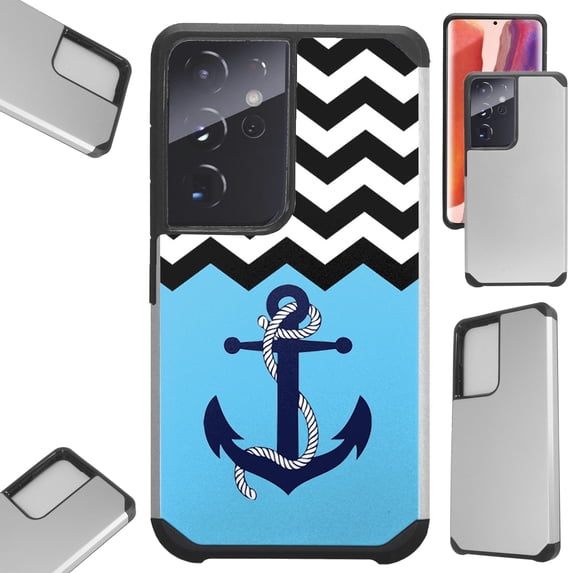 Compatible with Samsung Galaxy S22 Ultra 5G 6.8" Hybrid Fusion Guard Phone Case Cover (Anchor Wave)
