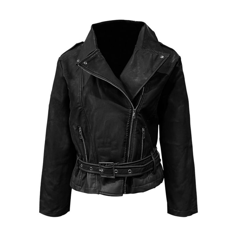 【未使用】round short fake leather jacket Short Faux Leather Biker Jacket | Ardene